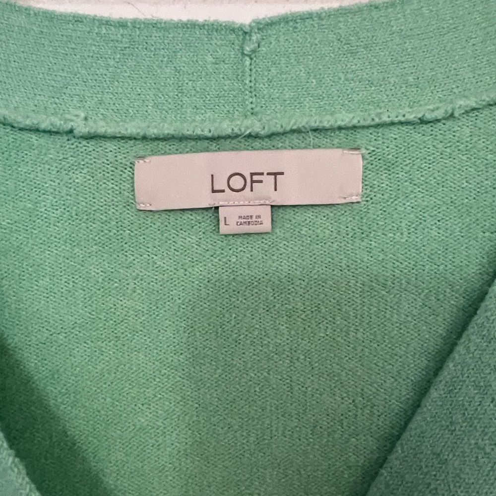LOFT Light Green Women's Cardigan - Picture 2 of 4